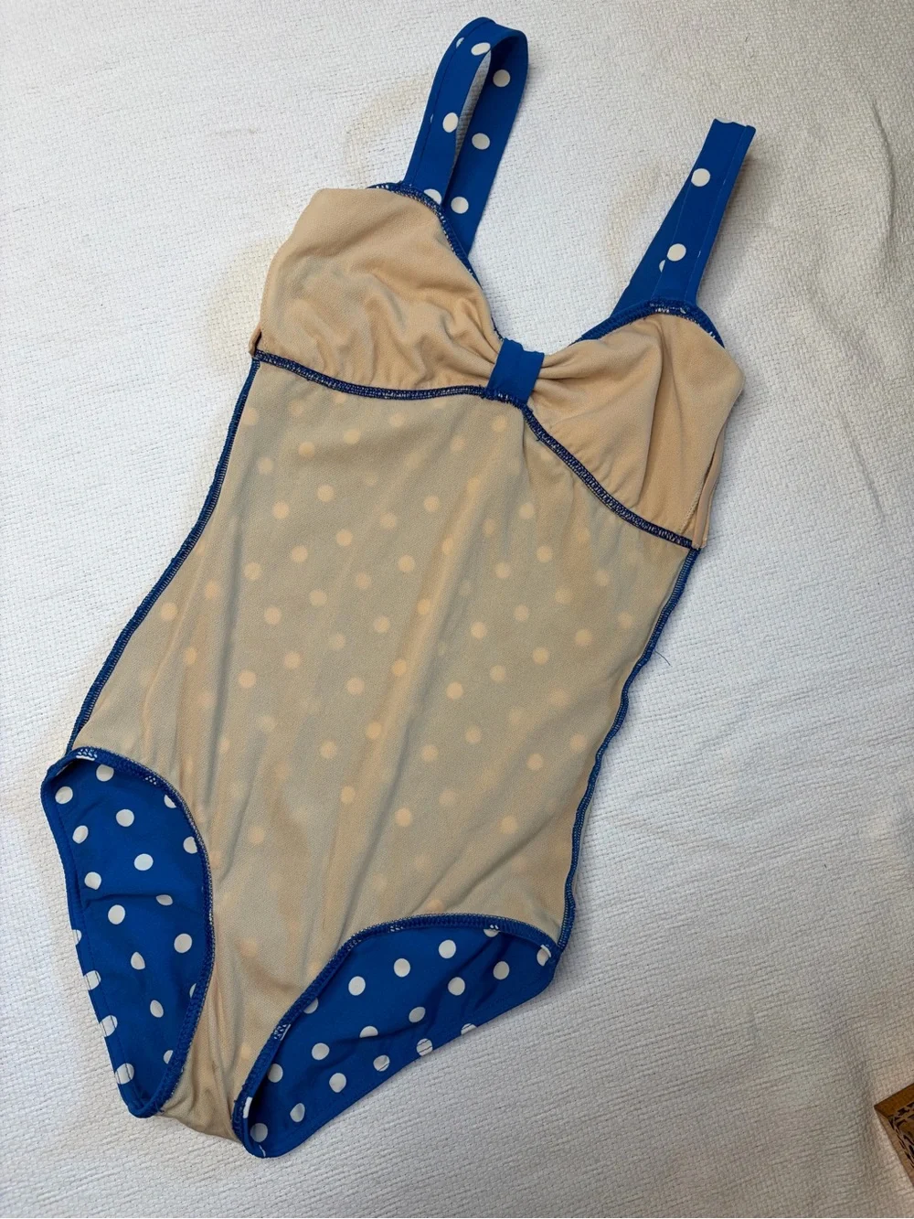 Blue Polka Dot Delia*s Vintage One-Piece Swimsuit (A)